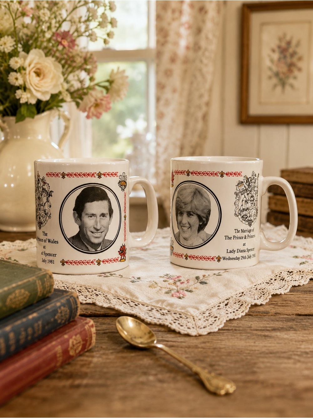 Royal wedding White Ceramic Commemorative Mug - Portrait Design